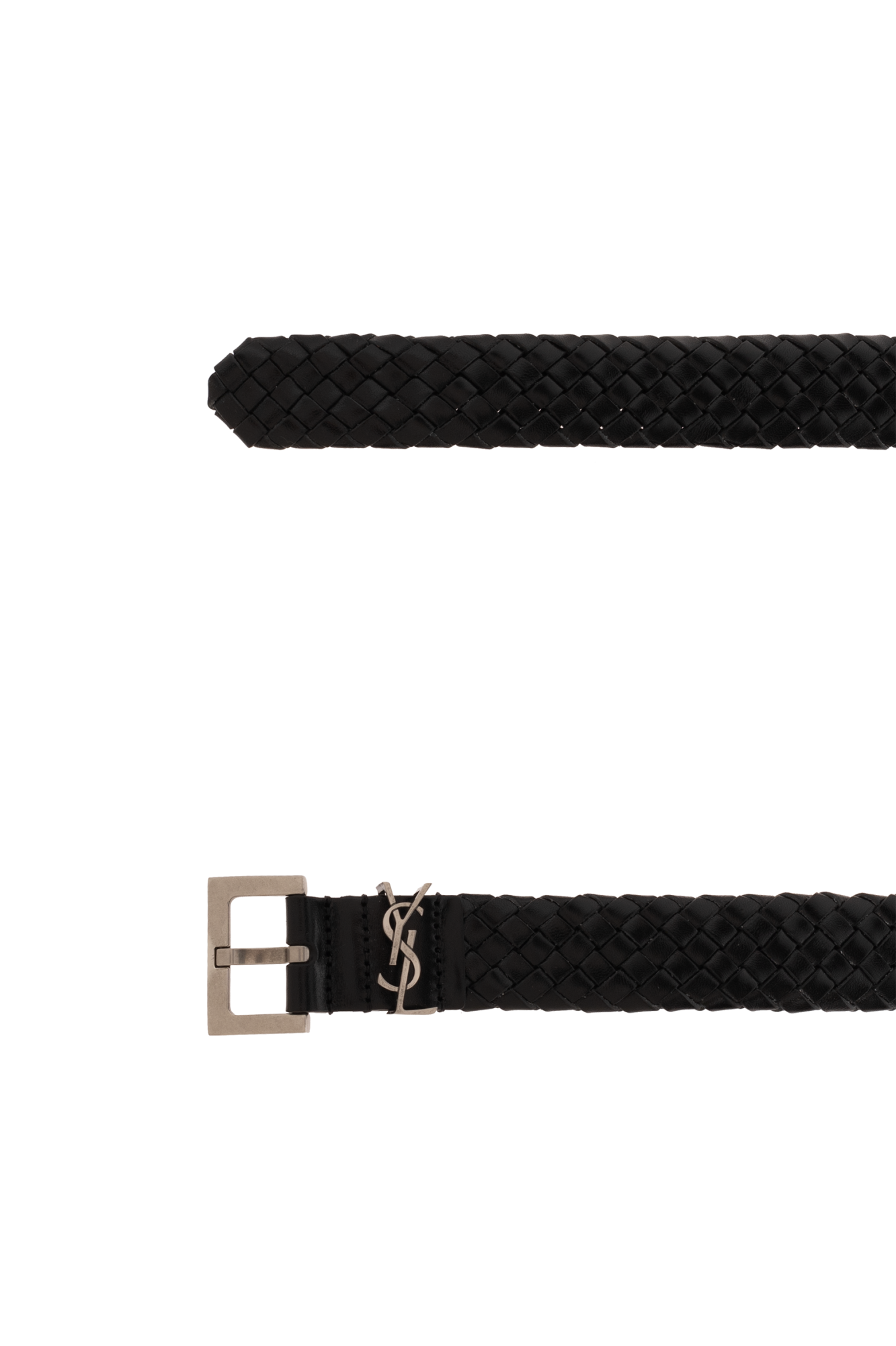 SAINT LAURENT ブラック ベルト　ウエスタン Saint Laurent - Black Leather & Vintage Nickel Western Belt